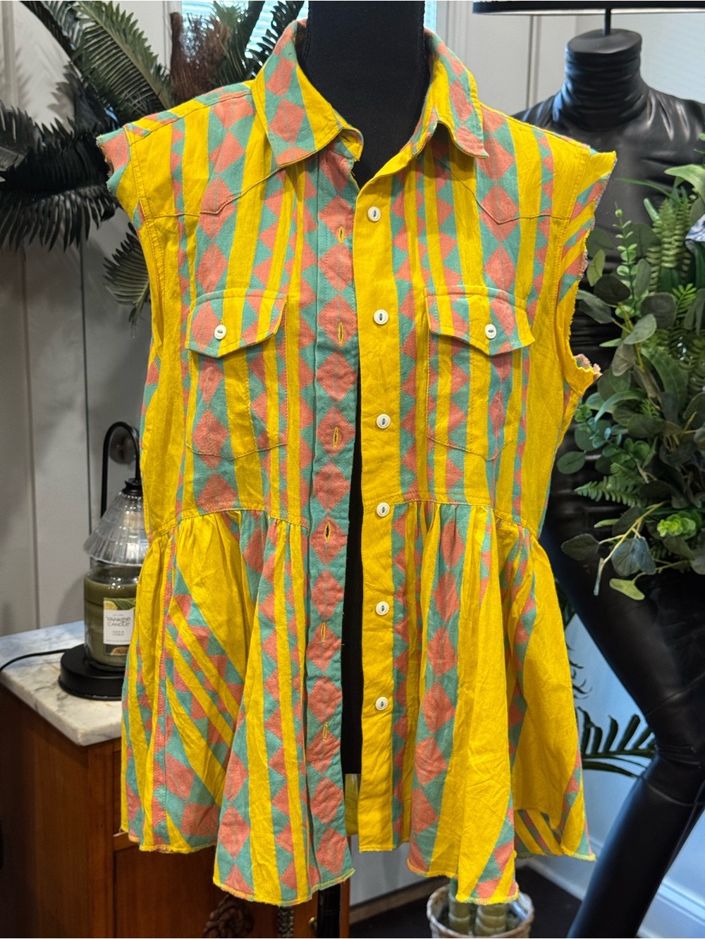 Women’s high low bohemian button up blouse
